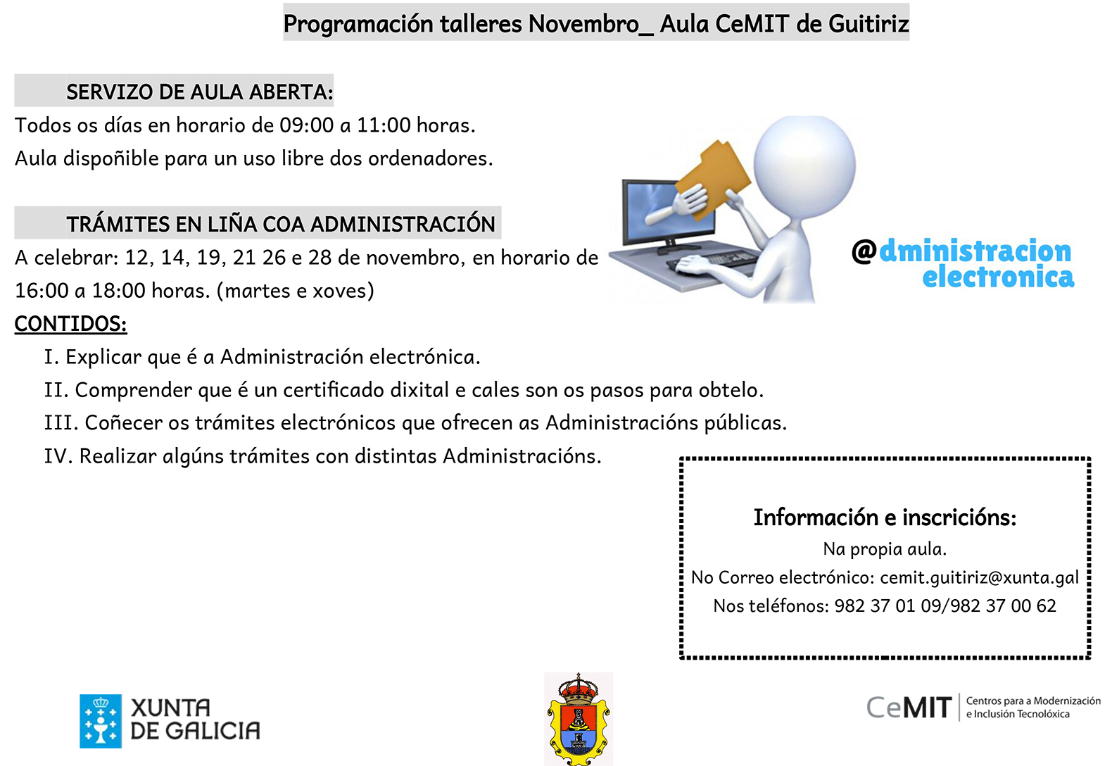 Programación dos obradoiros de novembro na Aula CeMIT - Concello de ...