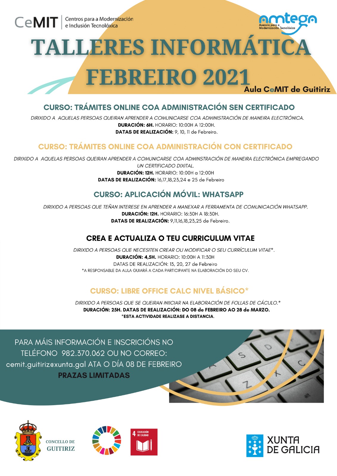 A Aula CeMIT de Guitiriz convoca cinco talleres de informática para o ...