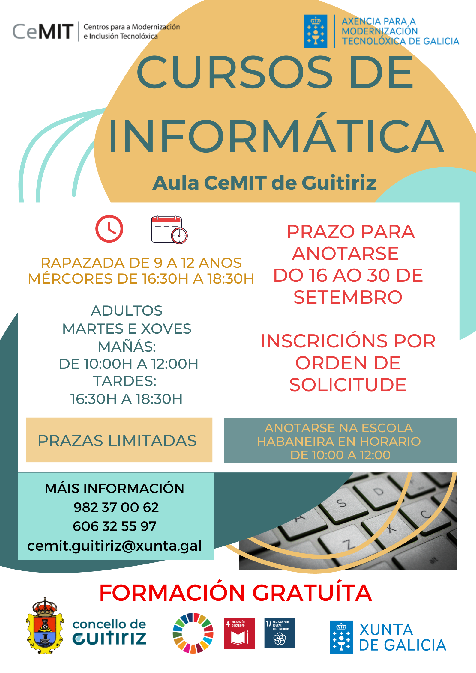 Matrícula nos cursos gratuítos de informática da Aula CeMIT de Guitiriz ...